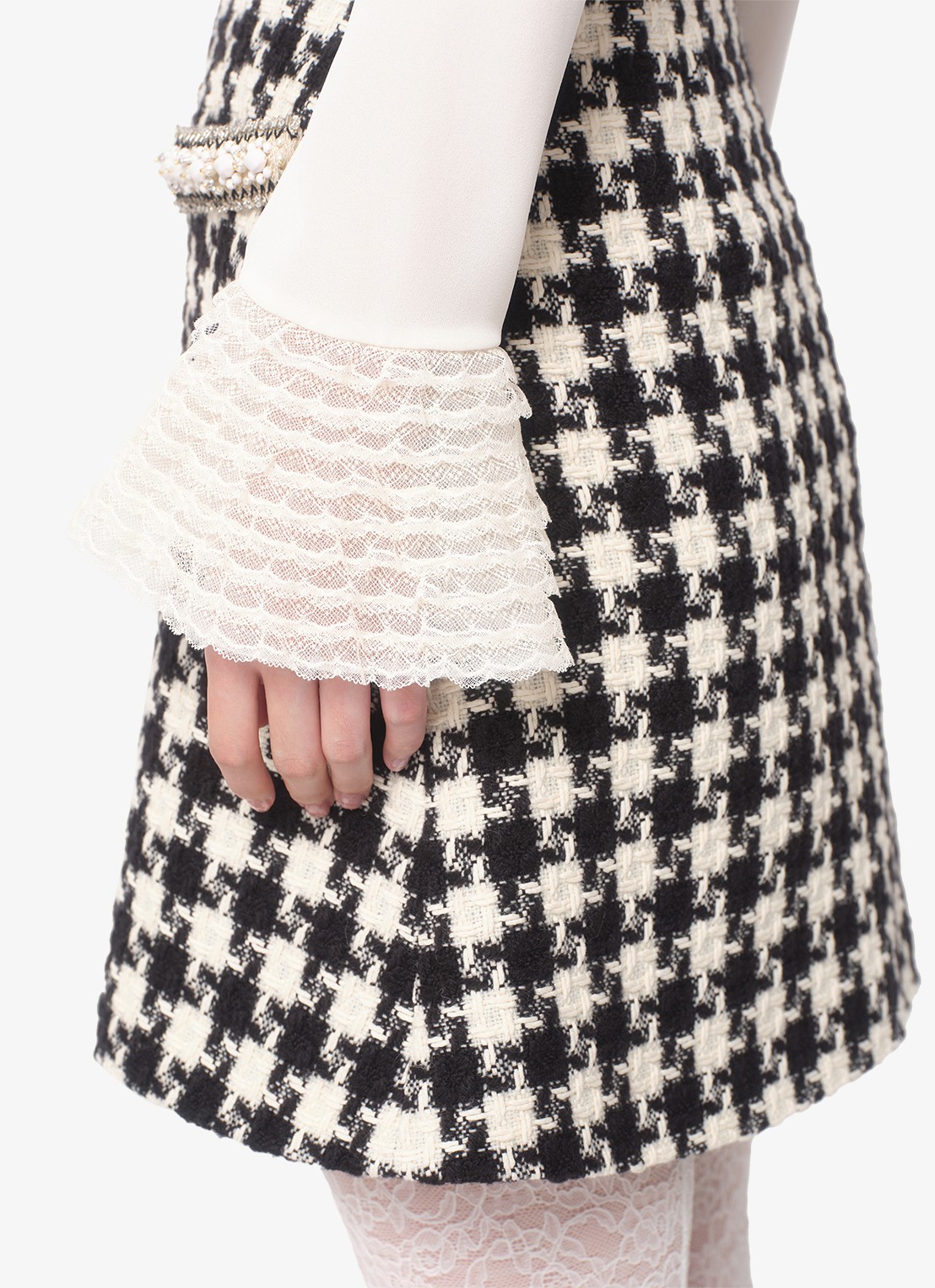 Valentino Garavani Blouse van zijde met details van kant - detail 7 gebroken wit