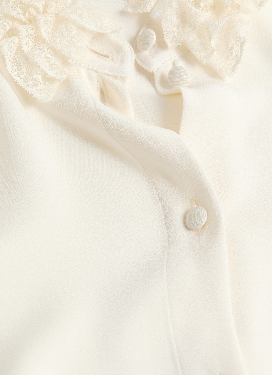 Valentino Garavani Blouse van zijde met details van kant - detail 8 gebroken wit