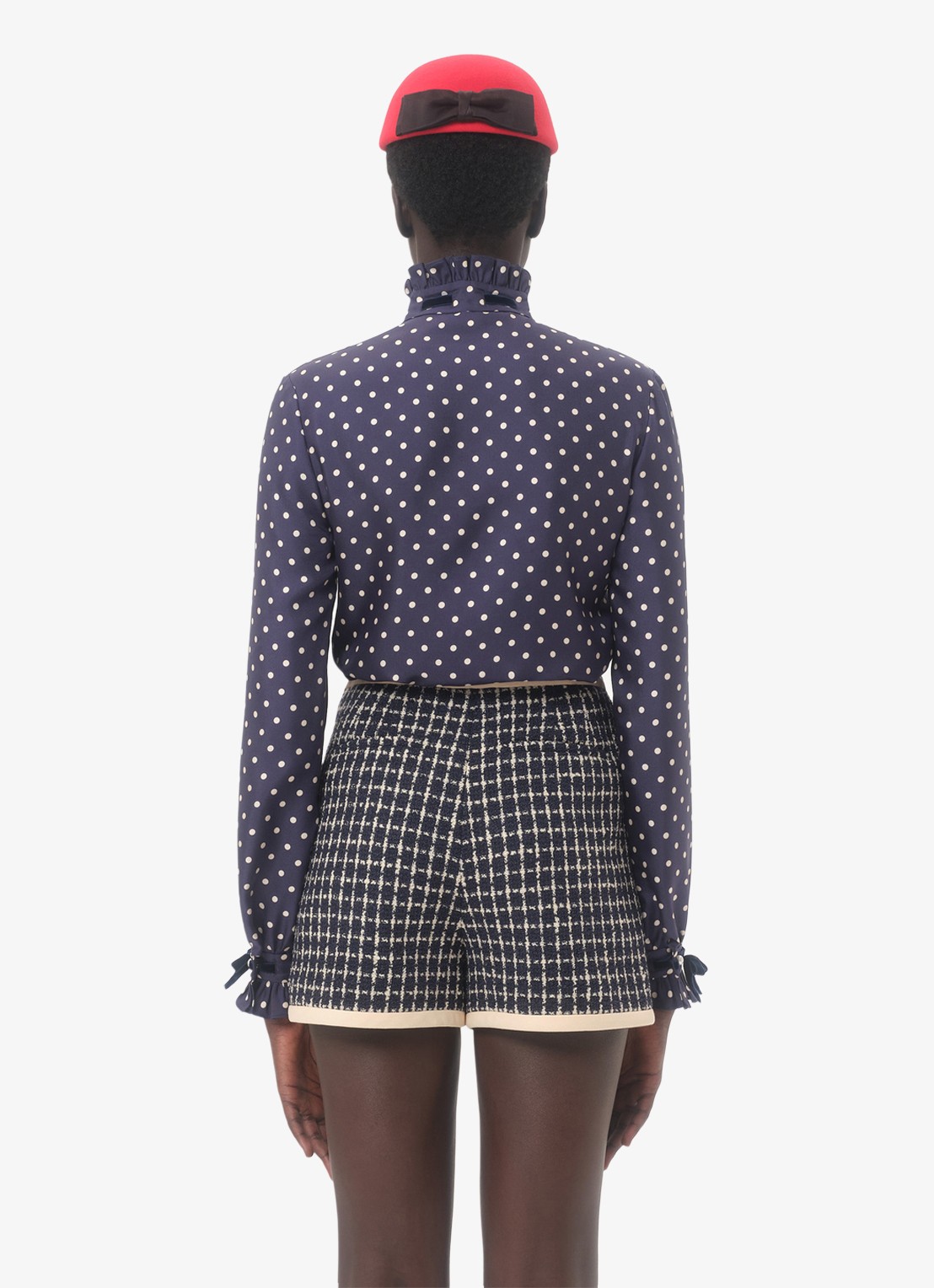 Valentino Garavani Blouse van zijde met stippenprint - achterkant 3 donkerblauw