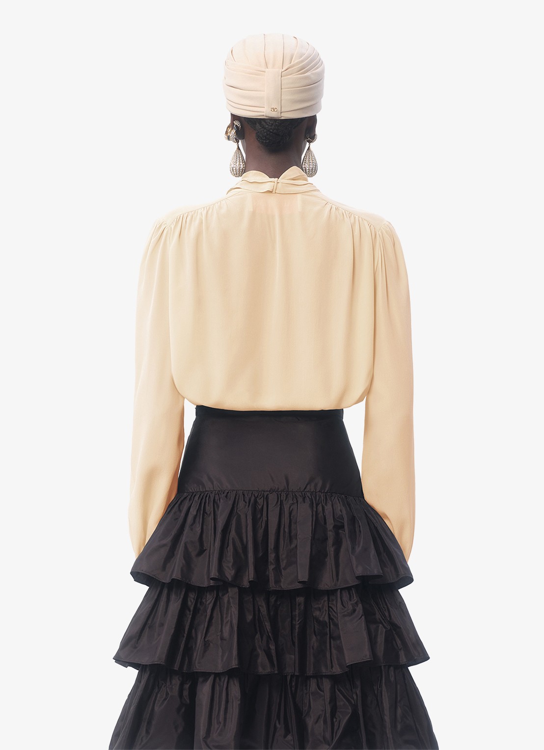 Valentino Garavani Blouse van zijde met strikkraag - achterkant ivoor