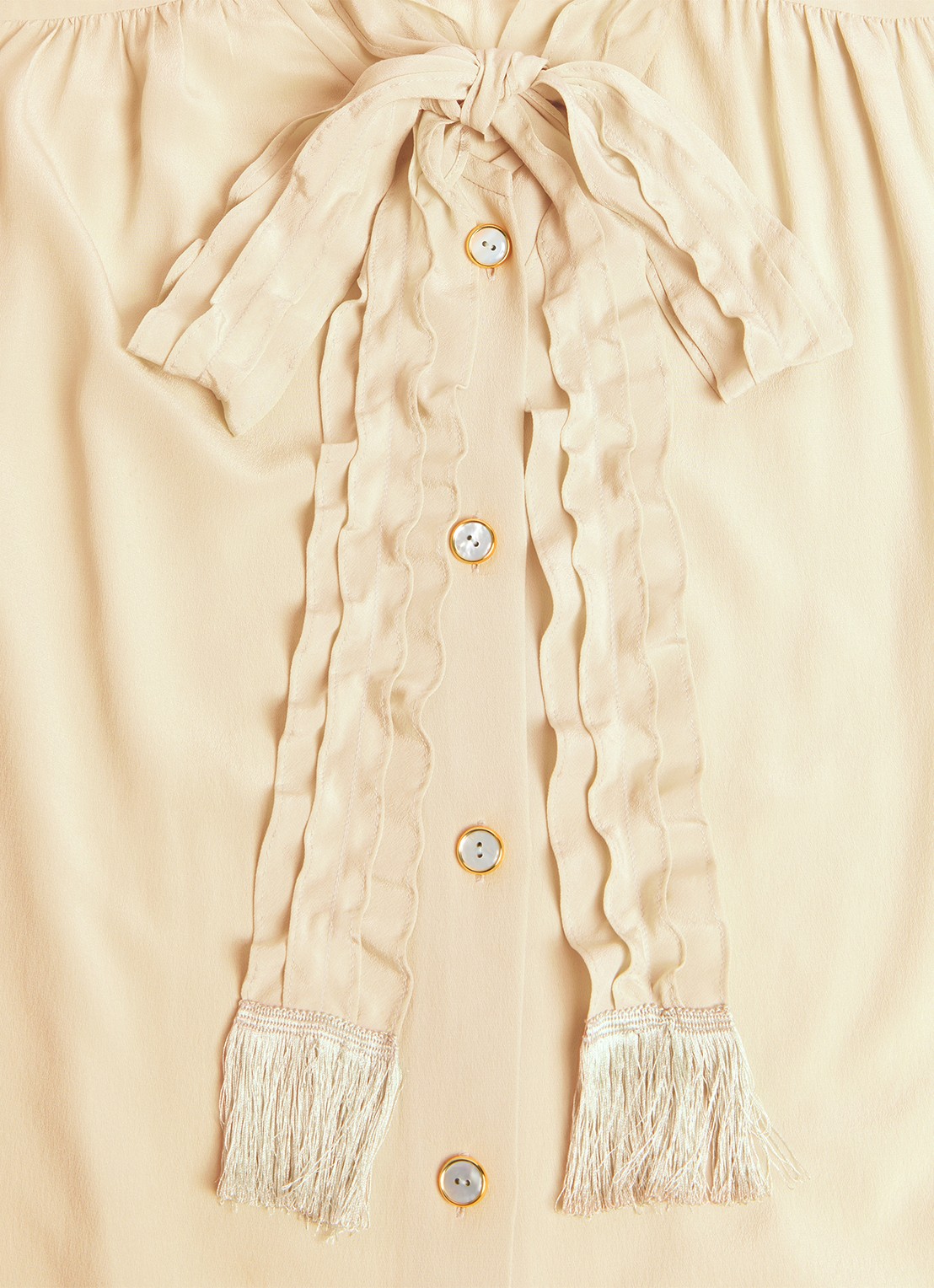 Valentino Garavani Blouse van zijde met strikkraag - detail 6 ivoor