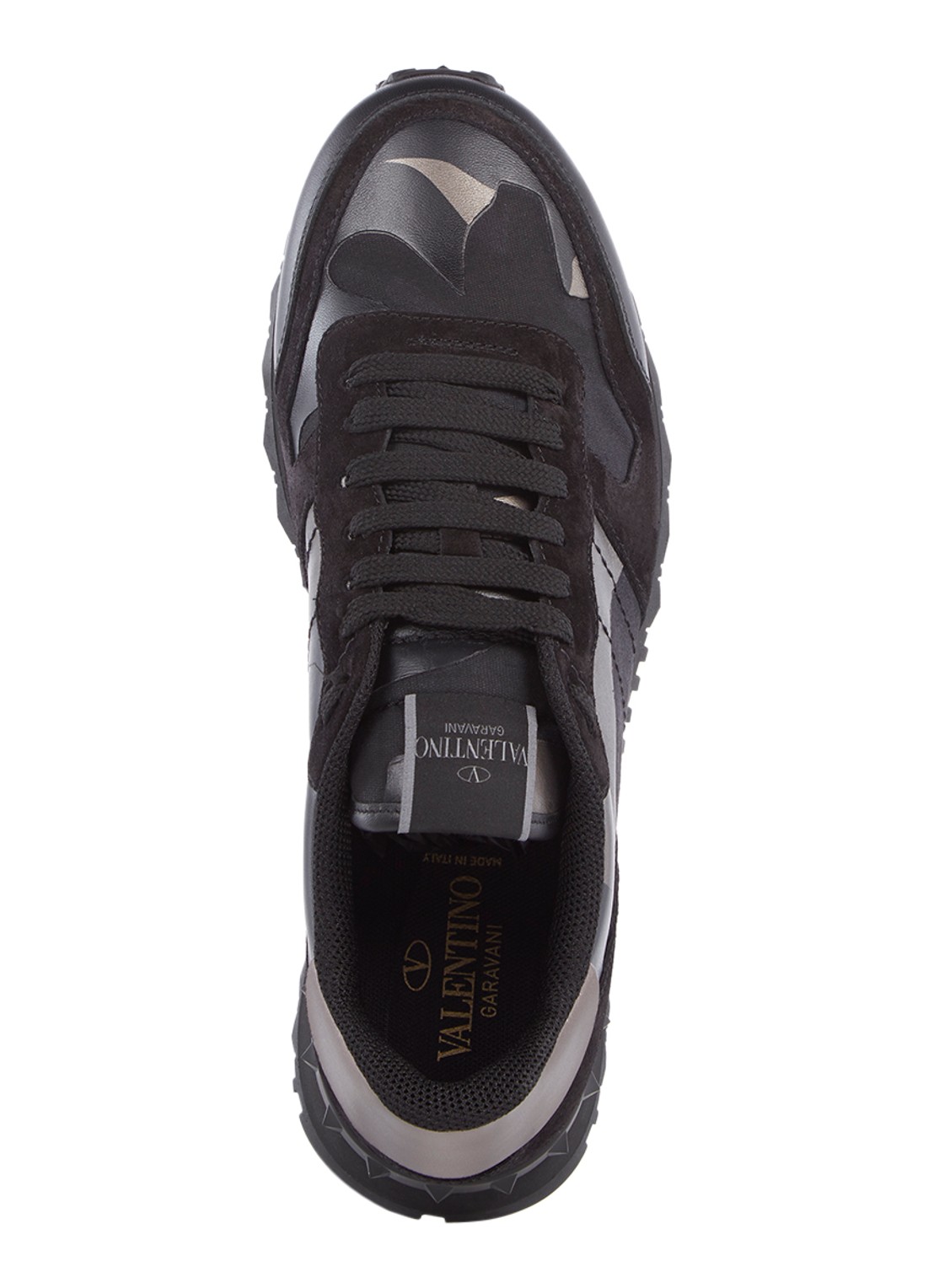 Valentino Garavani Camouflage Rockrunner sneaker met suède details - detail 3 zwart