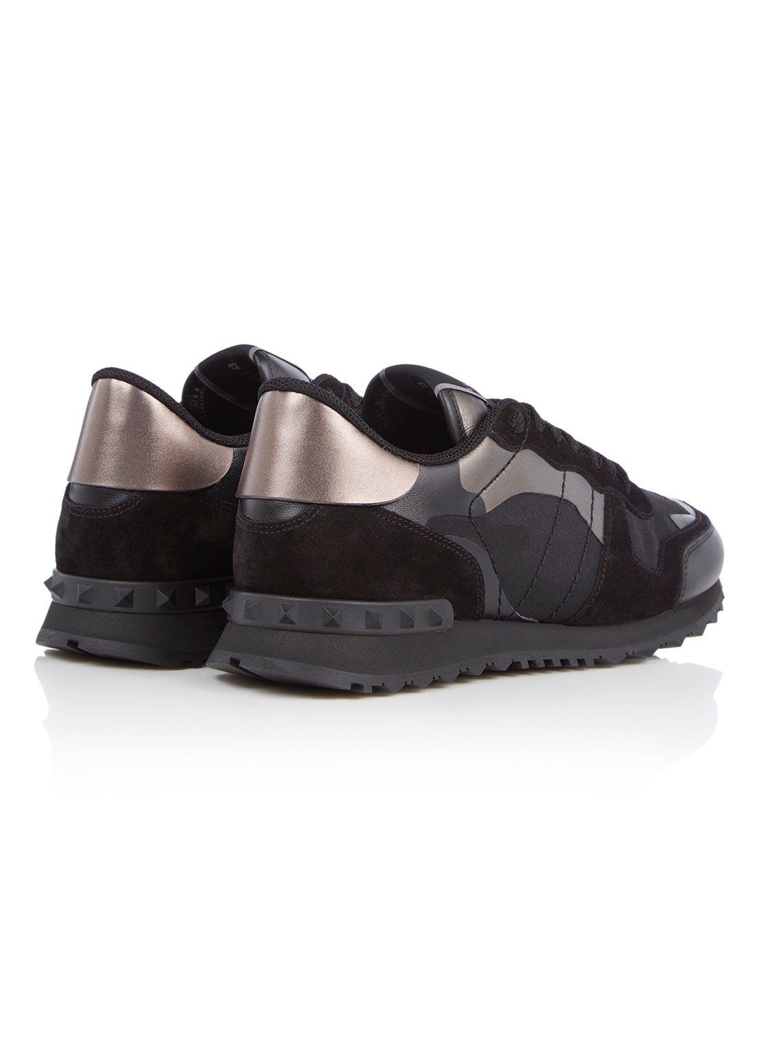 Valentino Garavani Camouflage Rockrunner sneaker met suède details - detail 4 zwart