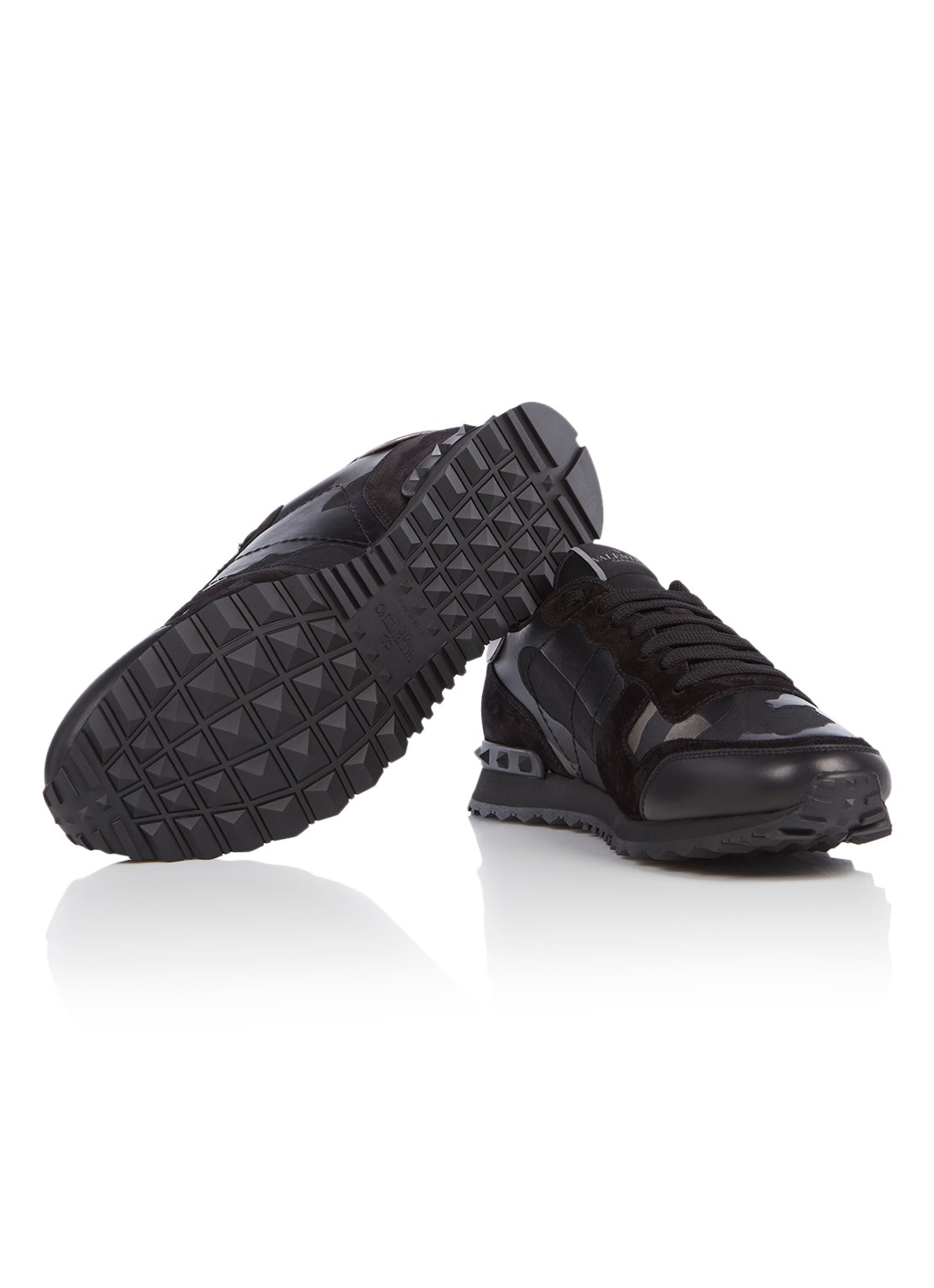 Valentino Garavani Camouflage Rockrunner sneaker met suède details - detail 5 zwart