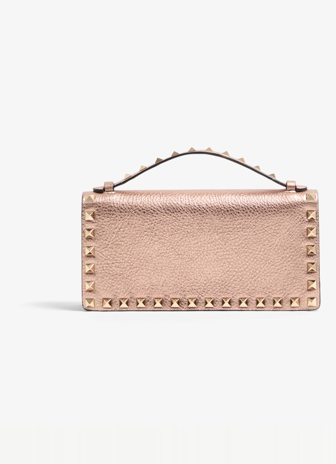 Valentino Garavani Clutch van kalfsleer met metallic finish en studs - achterkant brons