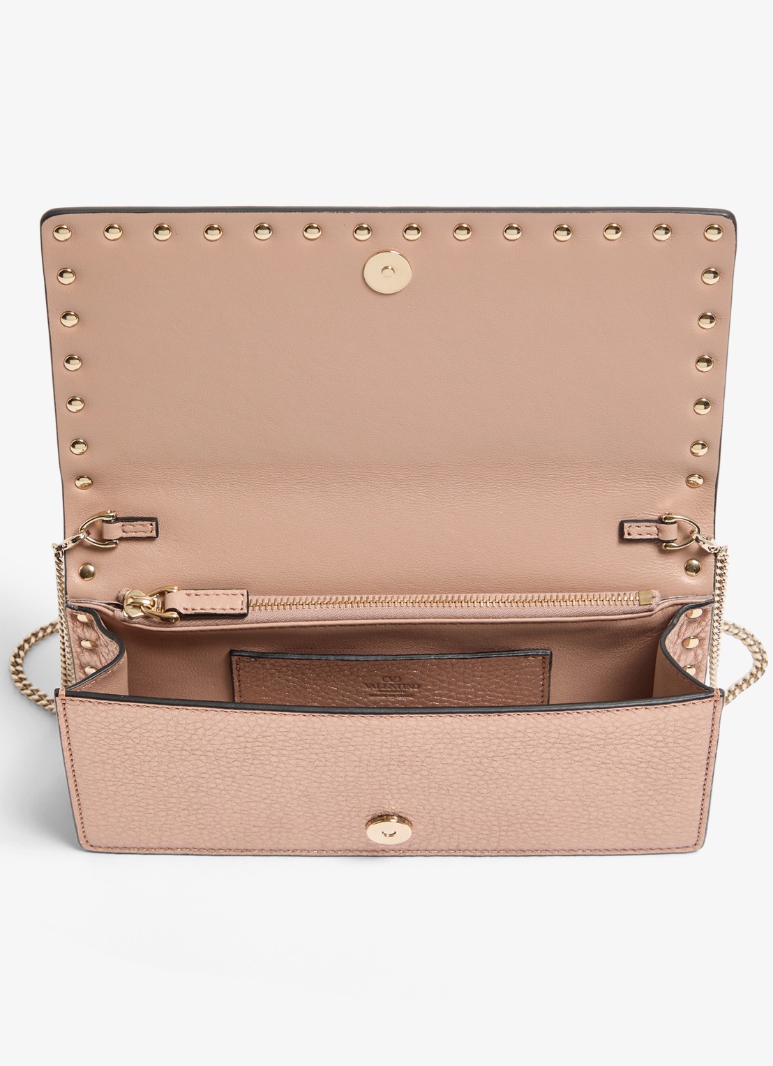 Valentino Garavani Clutch van kalfsleer met metallic finish en studs - detail 4 brons