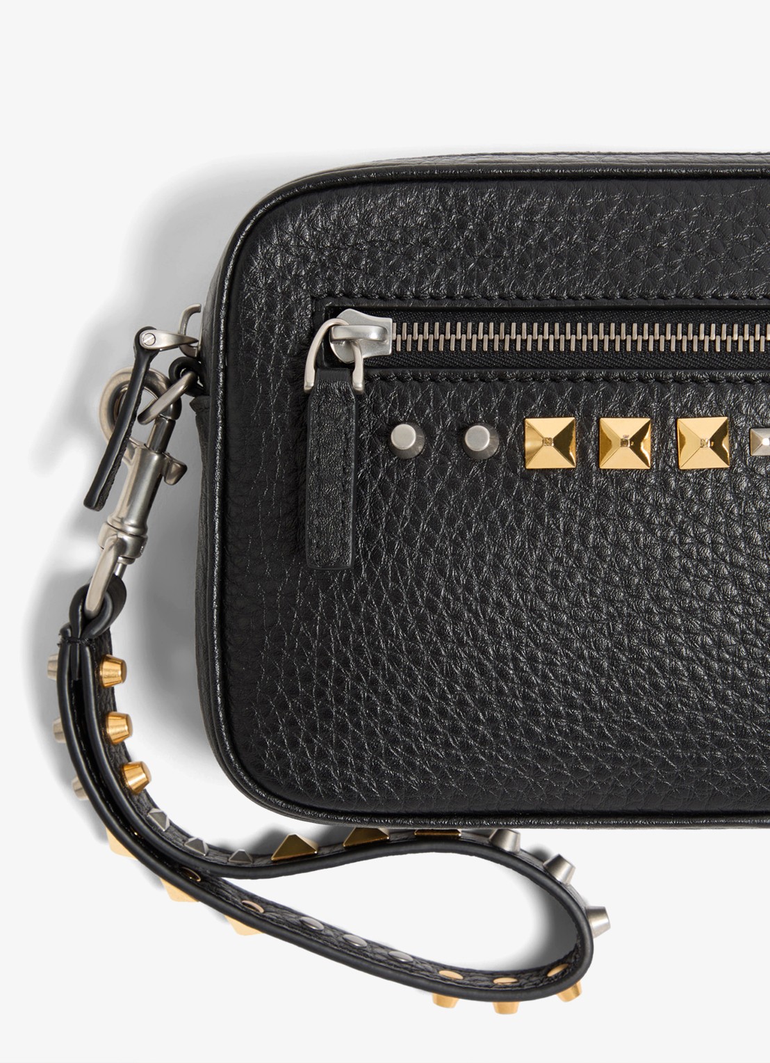 Valentino Garavani Clutch van kalfsleer met studs - detail 6 zwart