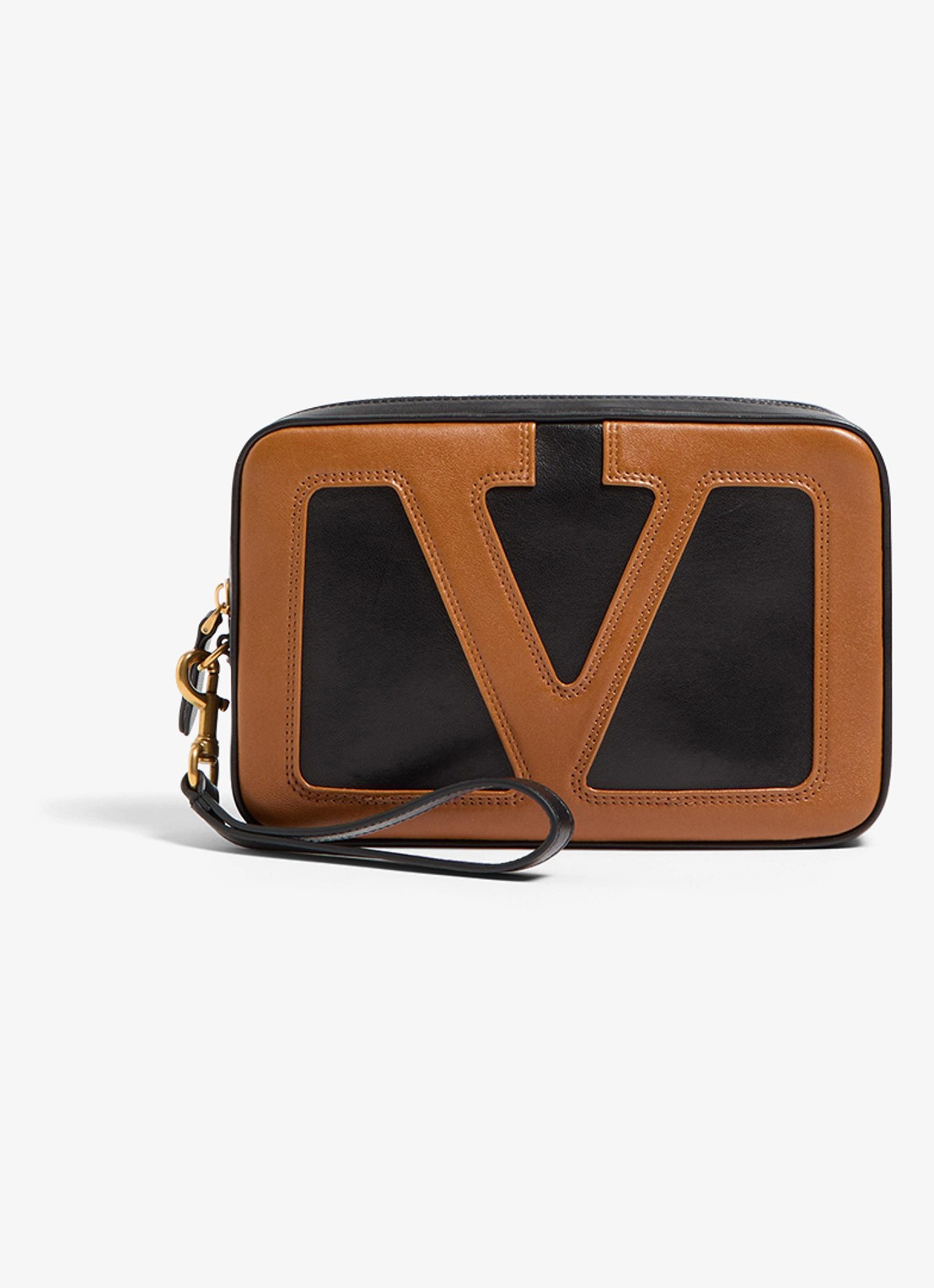 Valentino Garavani Clutch van lamsleer - voorkant zwart