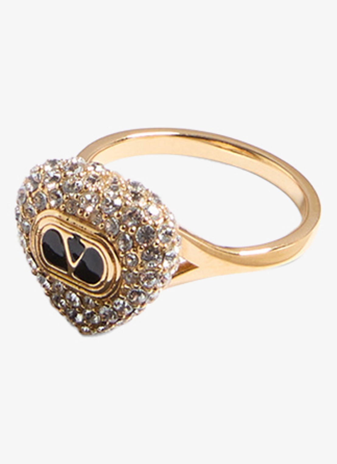 Valentino Garavani Coeur Royal ring met logo - detail 3 zwart