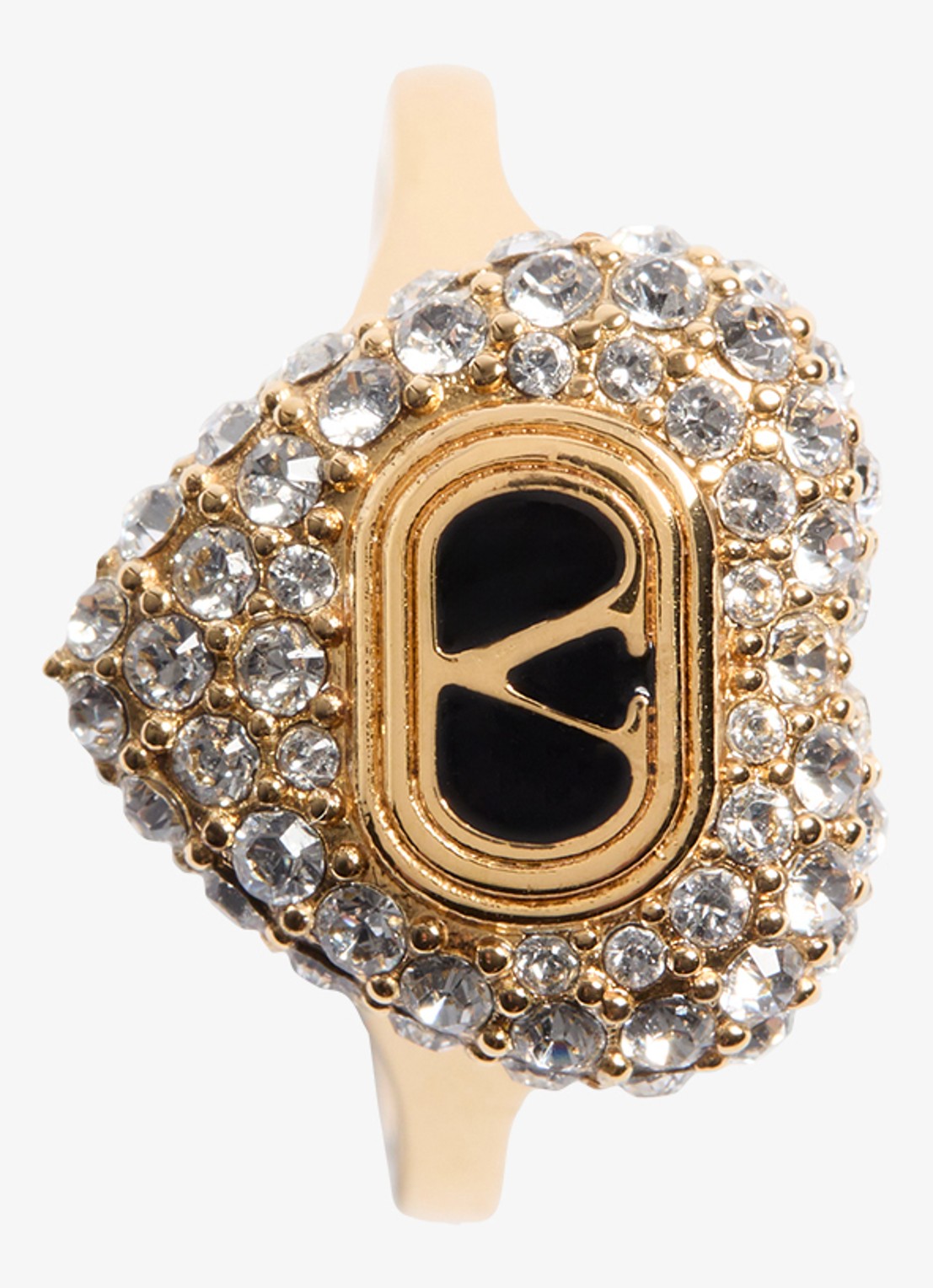 Valentino Garavani Coeur Royal ring met logo - detail 5 zwart