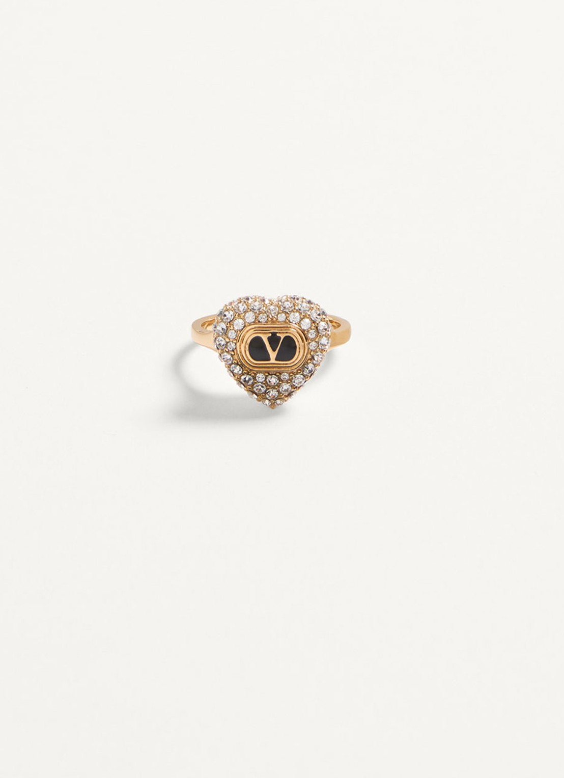 Valentino Garavani Coeur Royal ring met logo - voorkant zwart