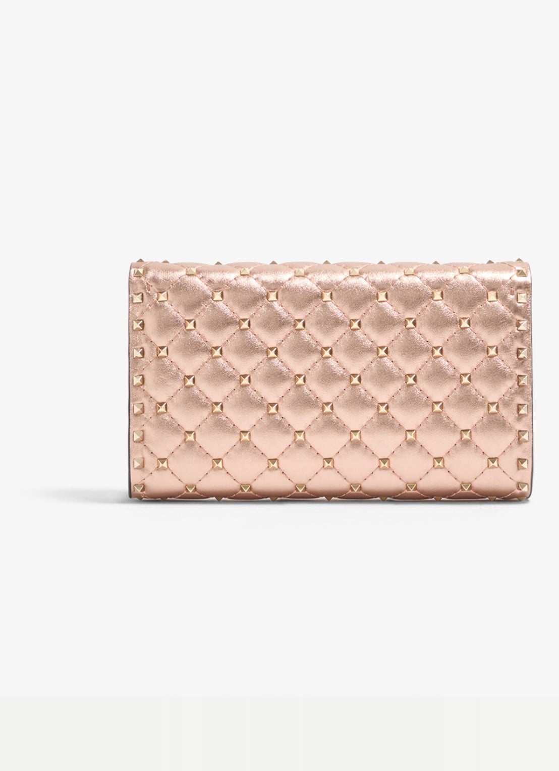 Valentino Garavani Crossbodytas van lamsleer met metallic finish en studs - achterkant roze