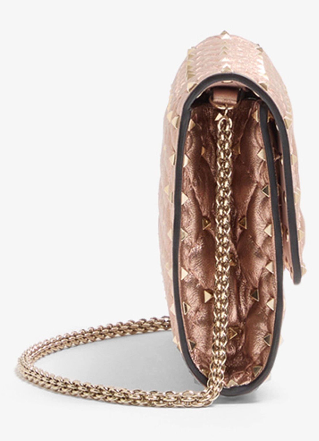 Valentino Garavani Crossbodytas van lamsleer met metallic finish en studs - detail 2 roze