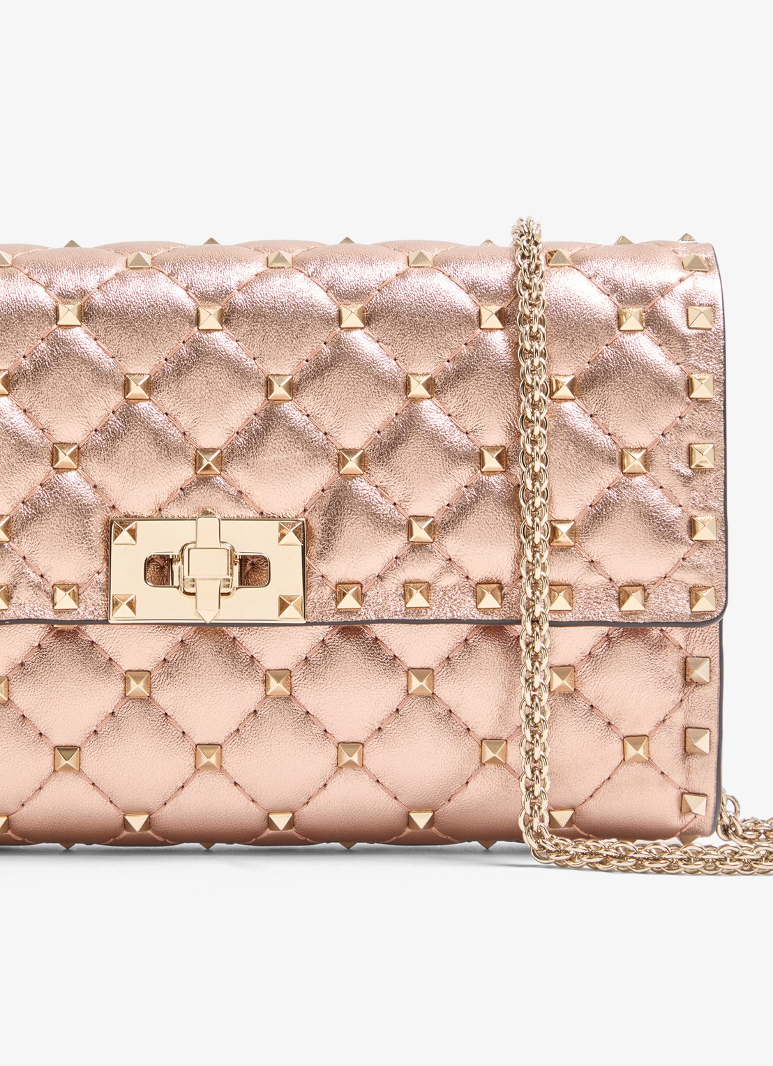 Valentino Garavani Crossbodytas van lamsleer met metallic finish en studs - detail 3 roze
