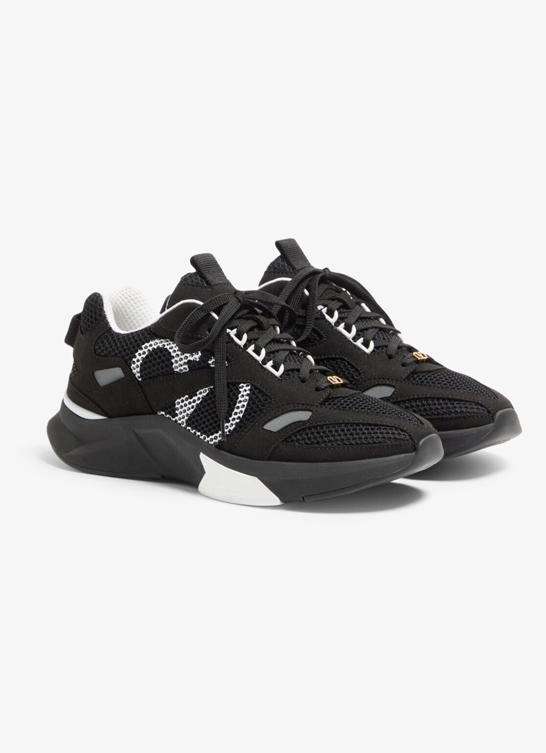 Valentino Garavani Demivee sneaker met suède details - detail 4 zwart