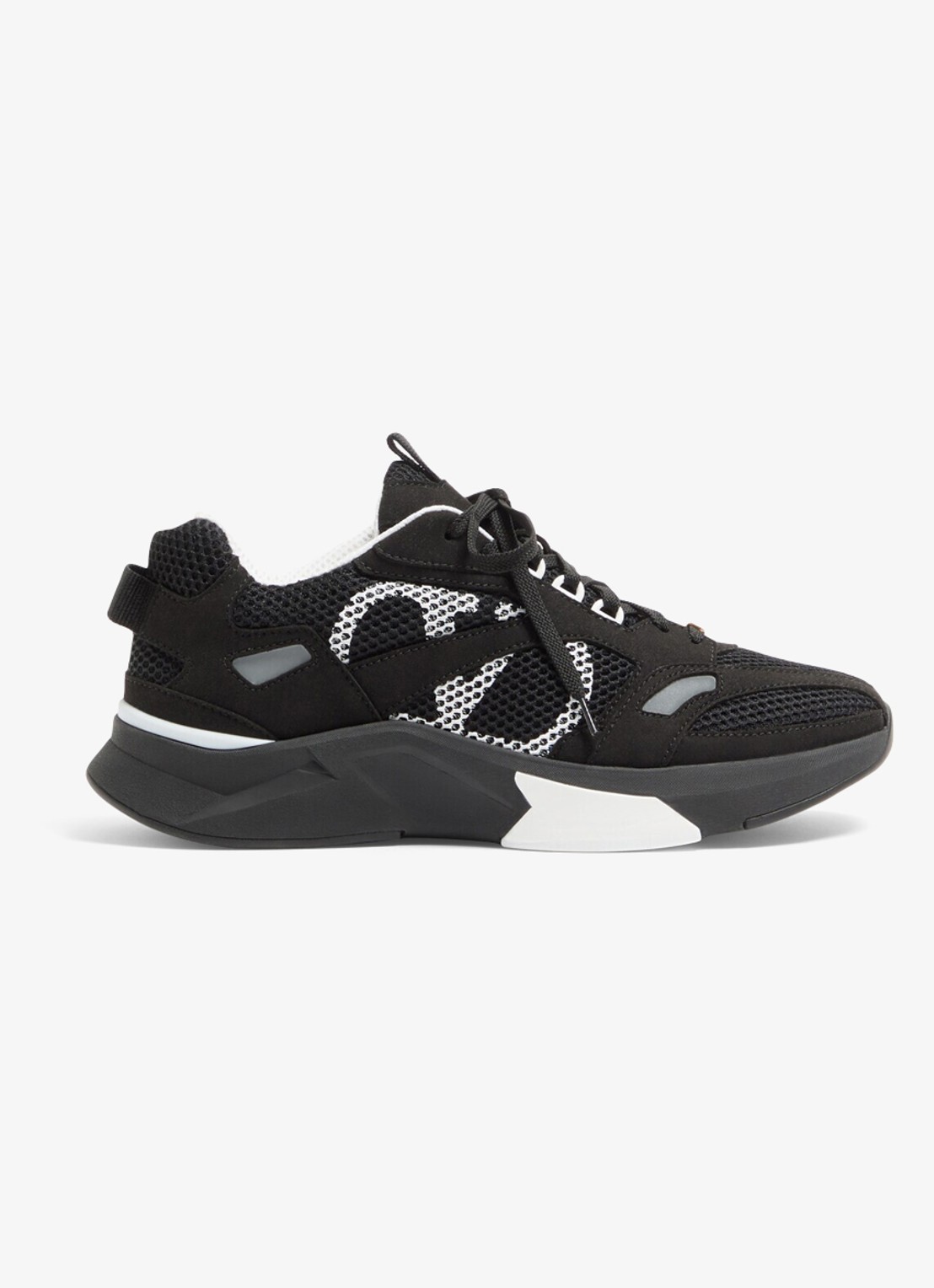 Valentino Garavani Demivee sneaker met suède details - voorkant 2 zwart