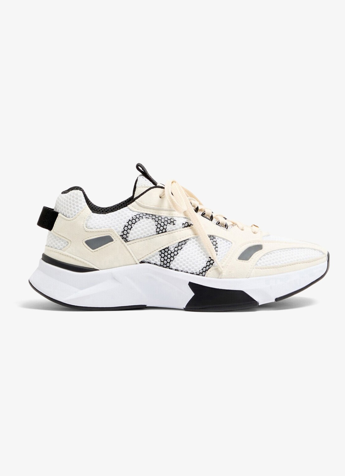 Valentino Garavani Demivee sneaker met suède details - voorkant gebroken wit