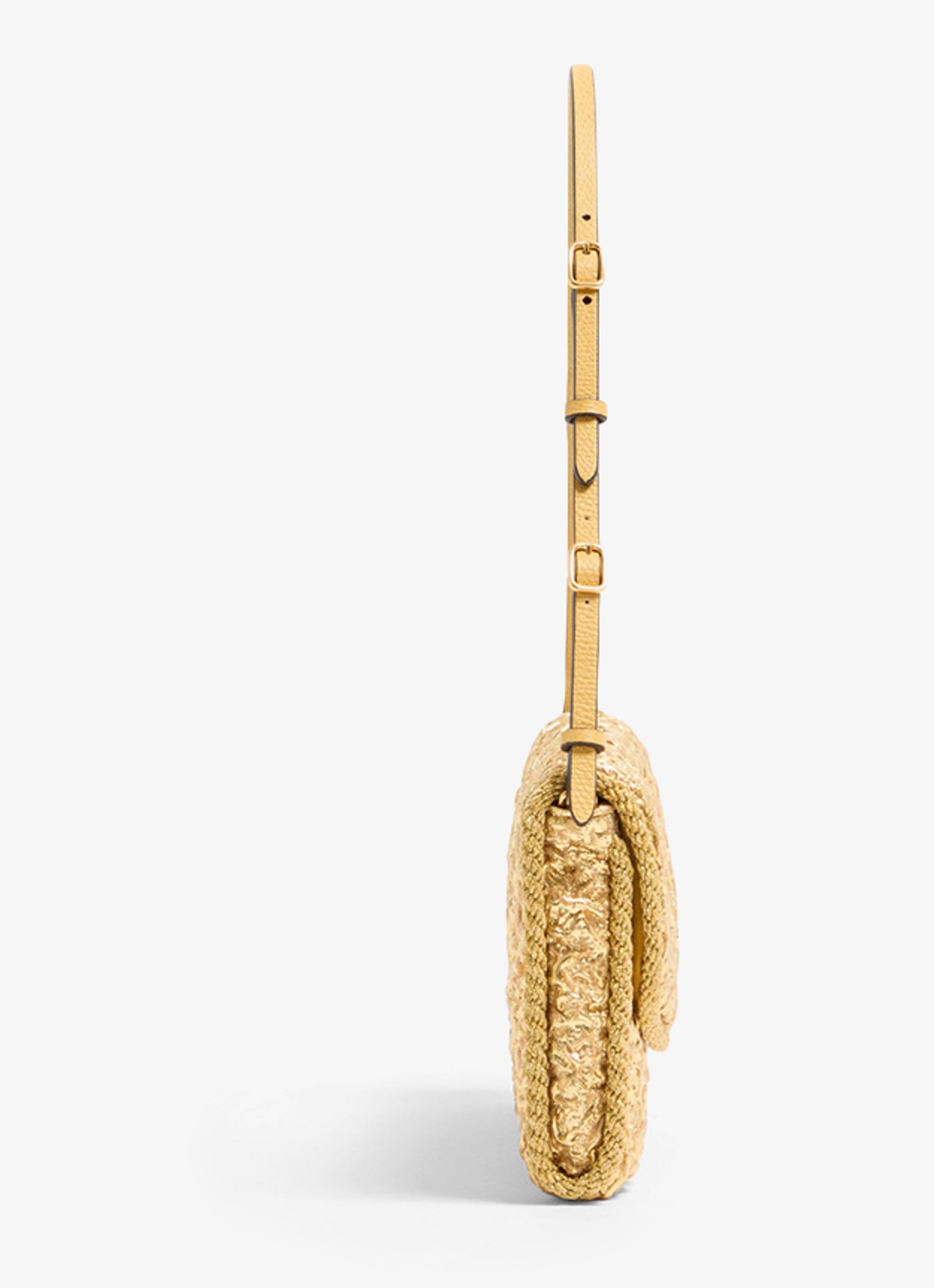 Valentino Garavani DeVain Small schoudertas met jacquard dessin en leren details - detail 3 goud
