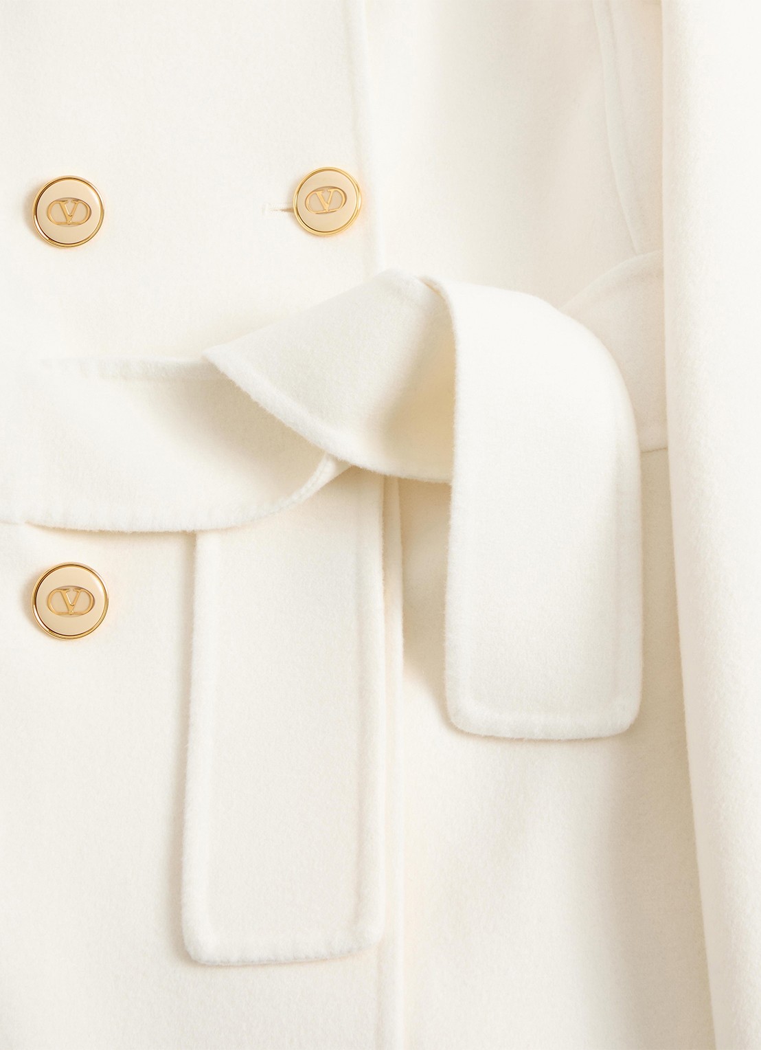 Valentino Garavani Double-breasted mantel in kasjmierblend met strikceintuur - detail 6 wit