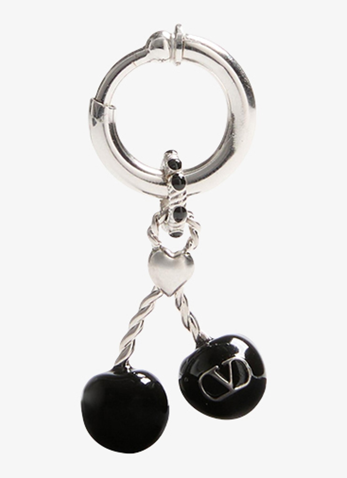 Valentino Garavani Enkele oorring met hanger - voorkant zilver