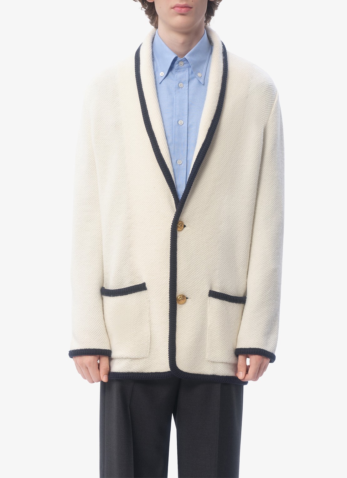 Valentino Garavani Fijngebreid vest in scheerwolblend met opgestikte zakken - detail 2 creme