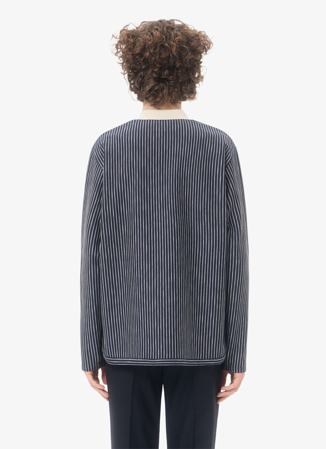 Valentino Garavani Fijngebreid vest met streepprint - achterkant donkerblauw