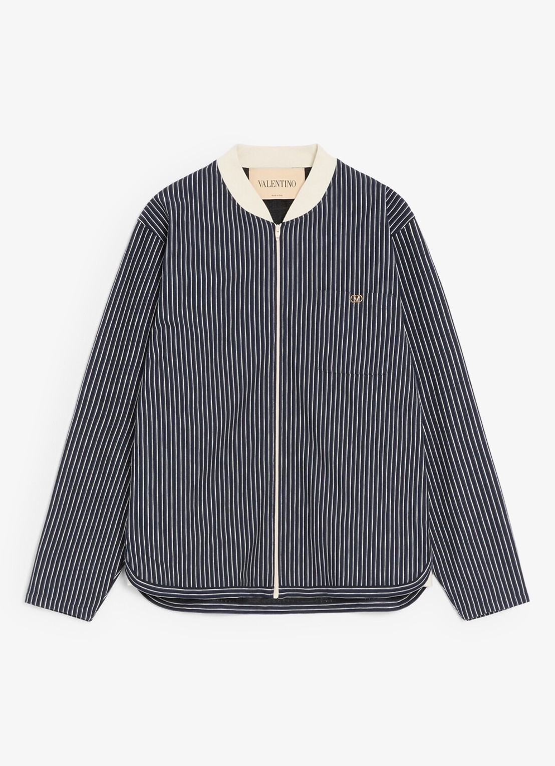 Valentino Garavani Fijngebreid vest met streepprint - voorkant 6 donkerblauw