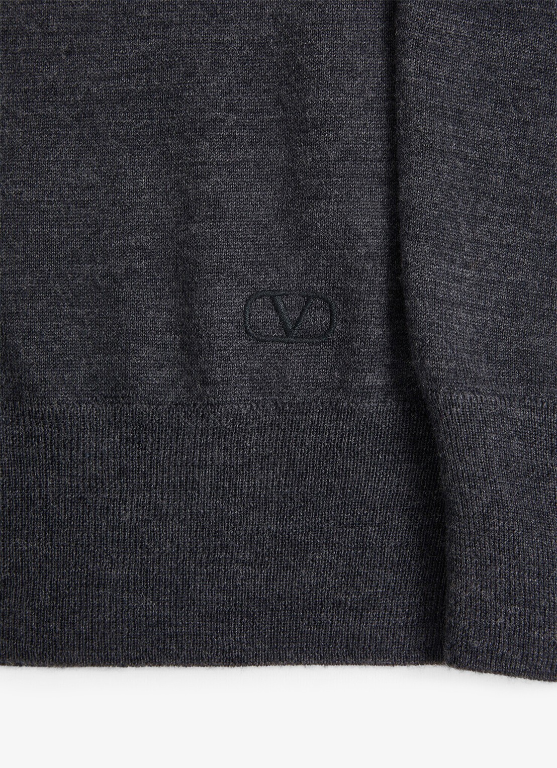 Valentino Garavani Fijngebreide regular fit polo van scheerwol - detail 3 antraciet