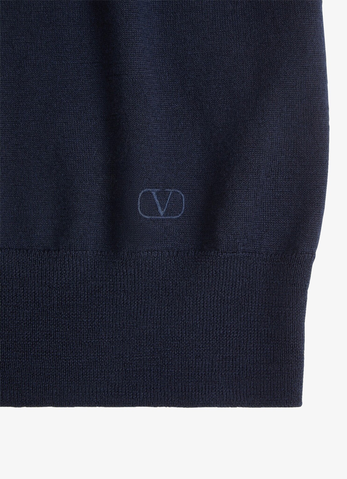 Valentino Garavani Fijngebreide regular fit polo van scheerwol - detail 5 donkerblauw
