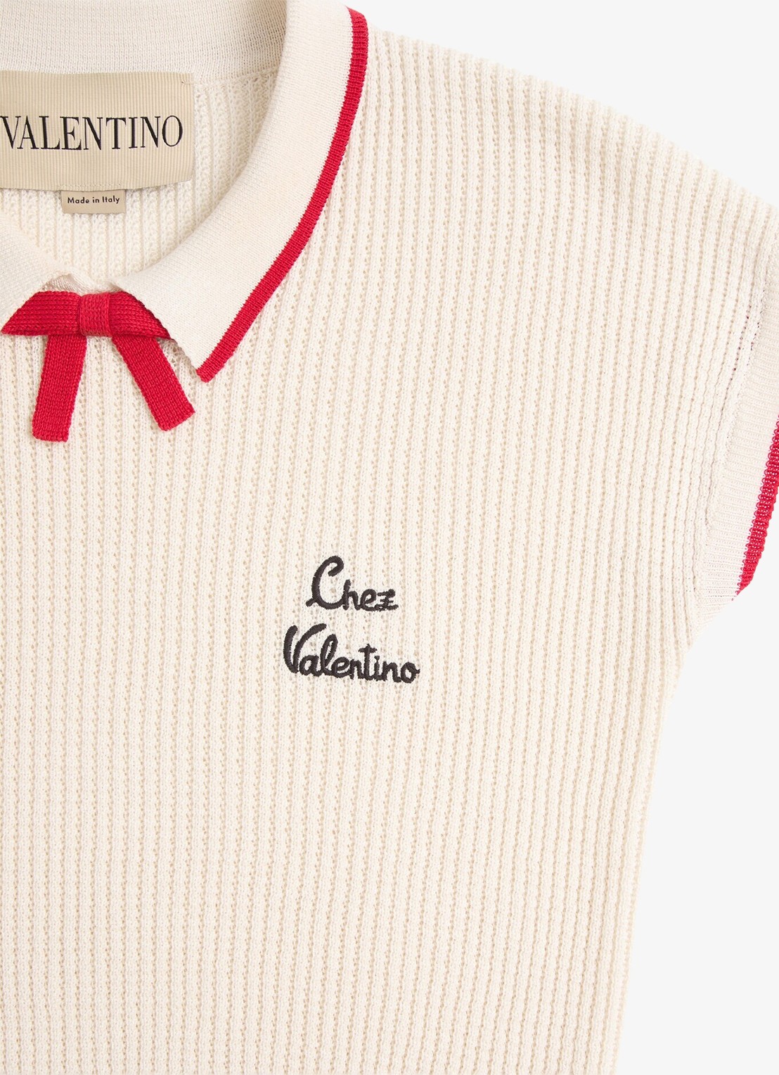 Valentino Garavani Fijngebreide top met logoborduring - detail 8 gebroken wit