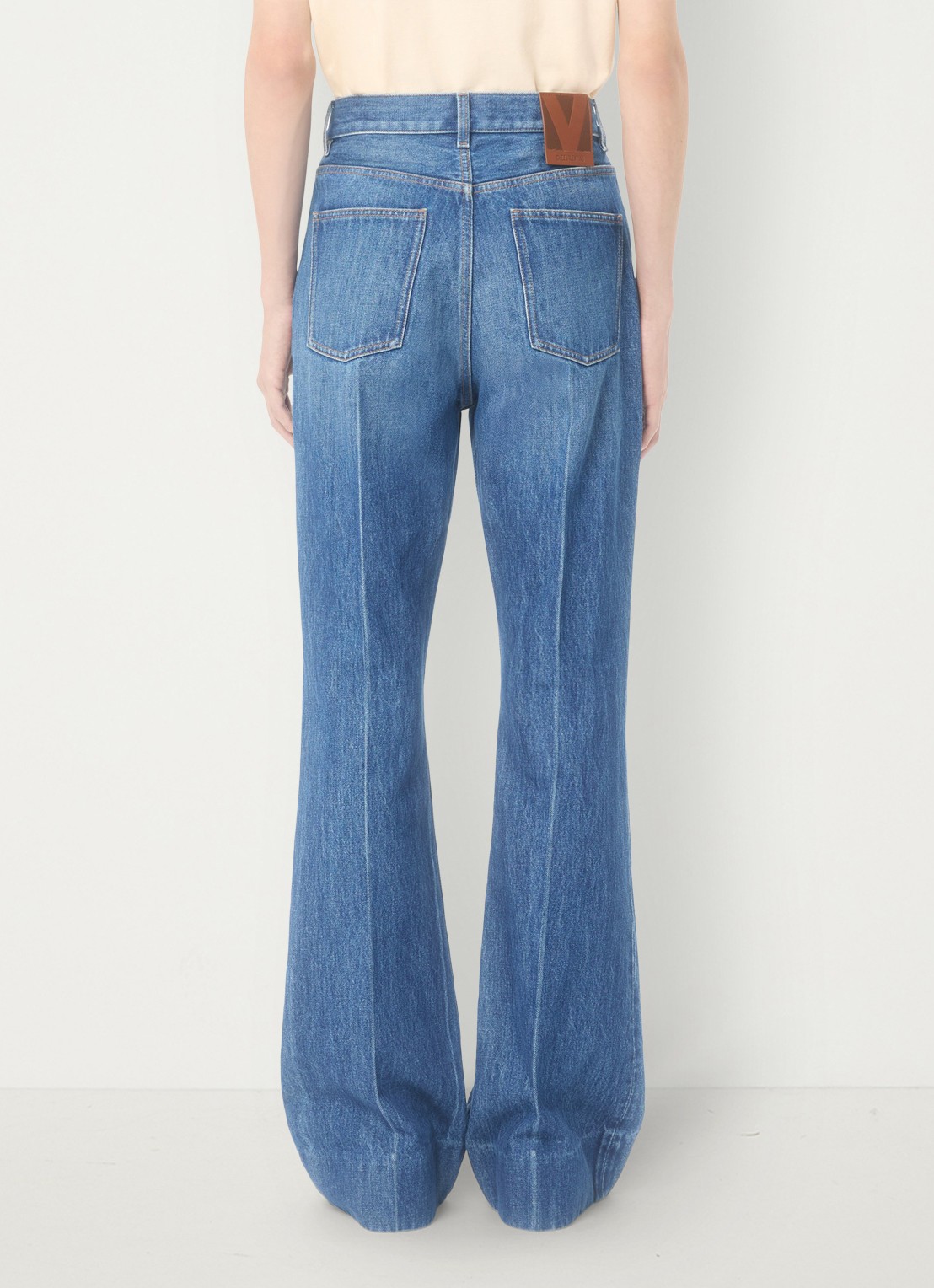 Valentino Garavani Flared jeans met medium wassing - achterkant 3 indigo