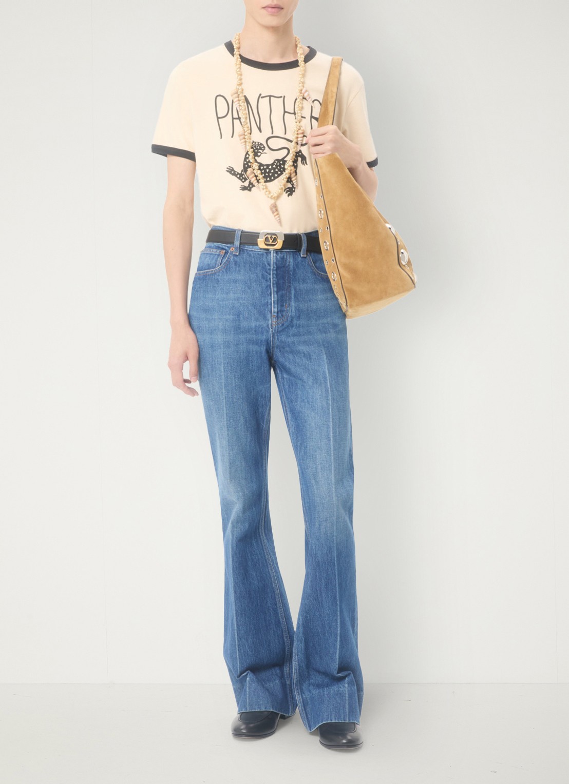 Valentino Garavani Flared jeans met medium wassing - voorkant 5 indigo