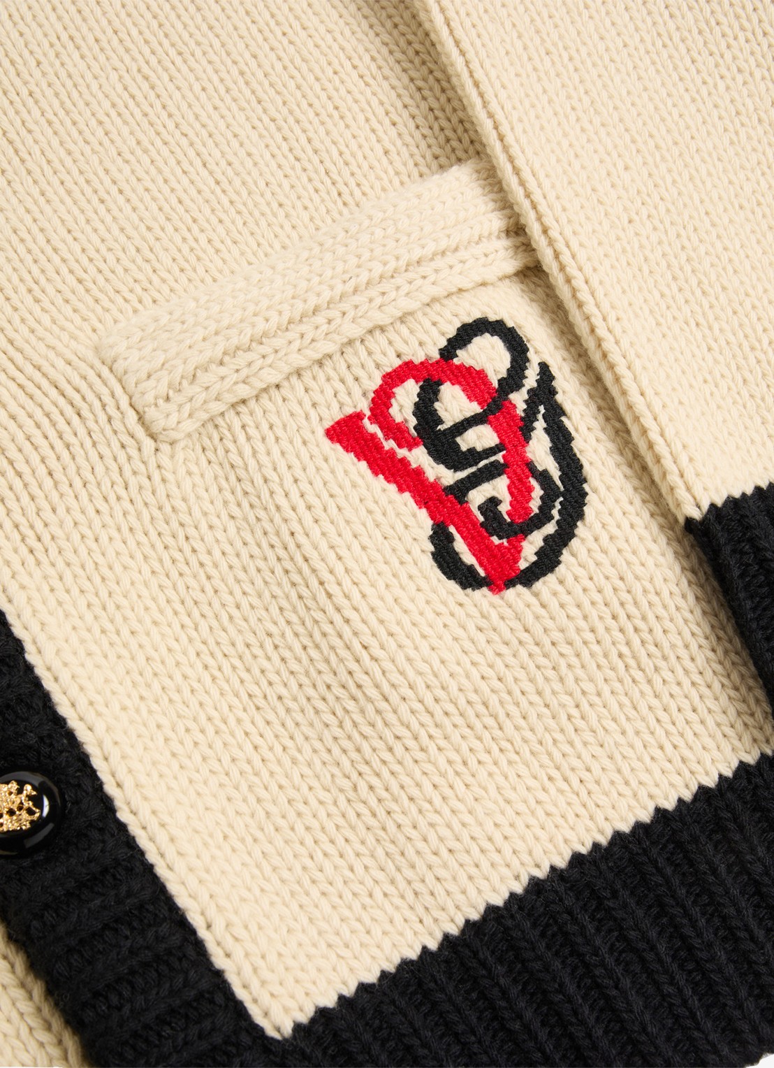 Valentino Garavani Grofgebreid vest van scheerwol met logo - detail 2 creme