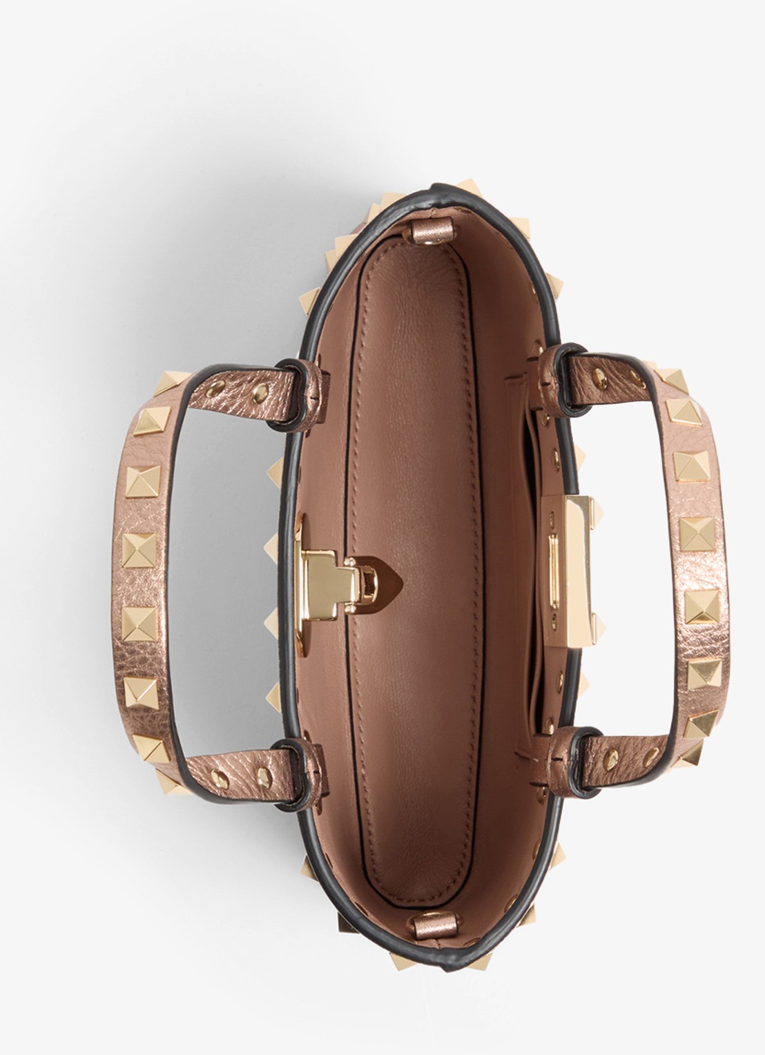 Valentino Garavani Handtas van kalfsleer met metallic finish en studs - detail 4 brons