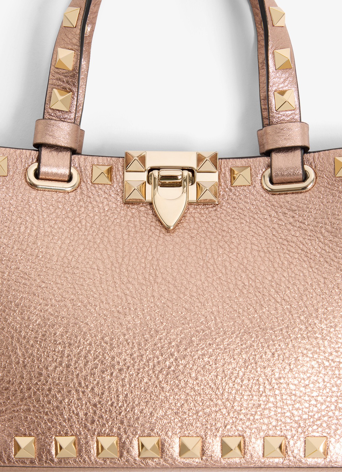 Valentino Garavani Handtas van kalfsleer met metallic finish en studs - detail 6 brons