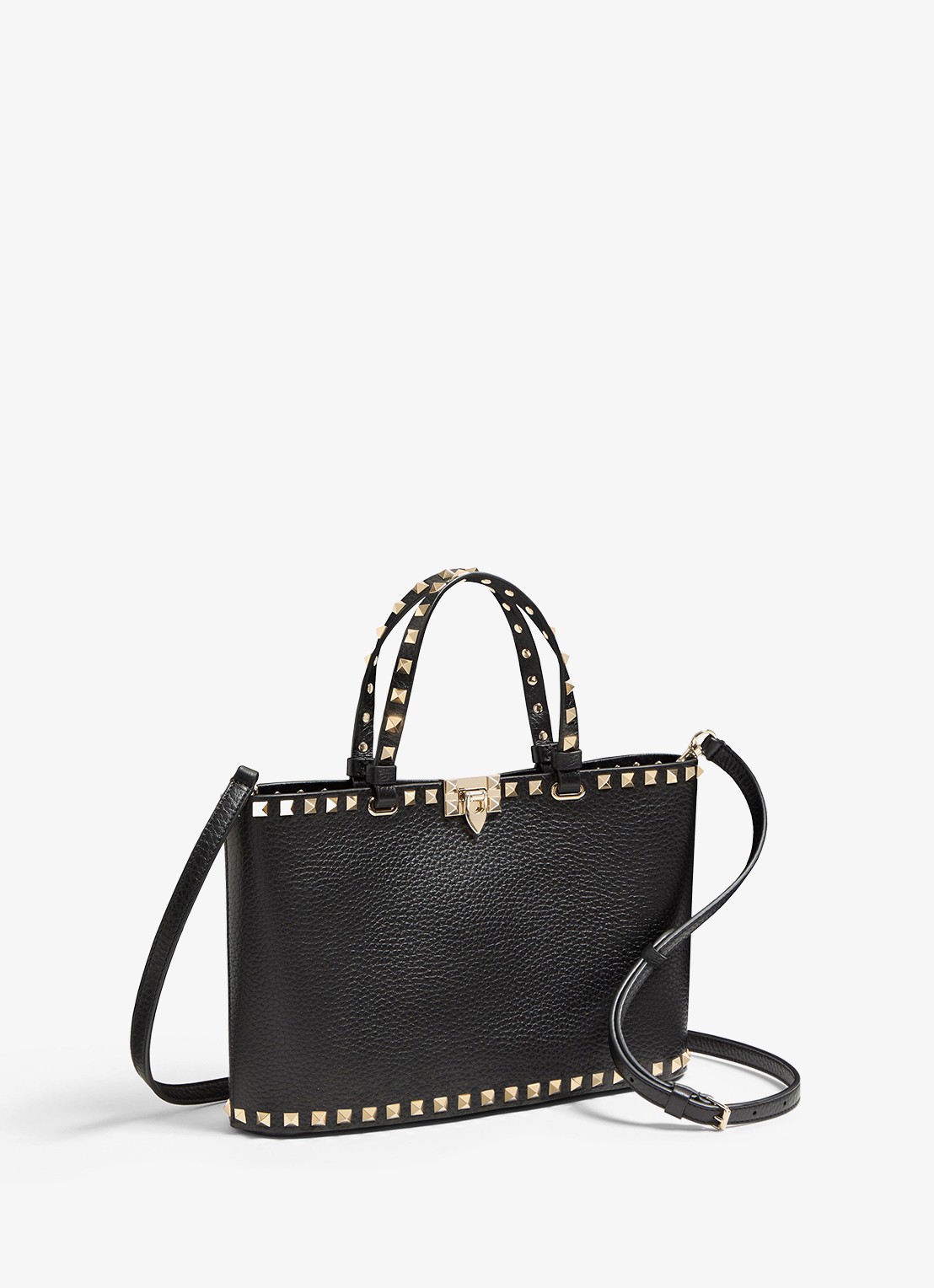 Valentino Garavani Handtas van kalfsleer met studs - detail zwart