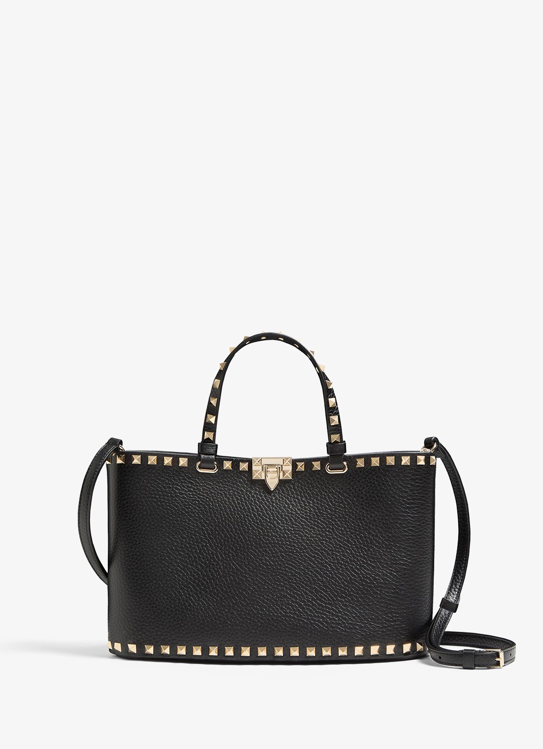 Valentino Garavani Handtas van kalfsleer met studs - voorkant 6 zwart