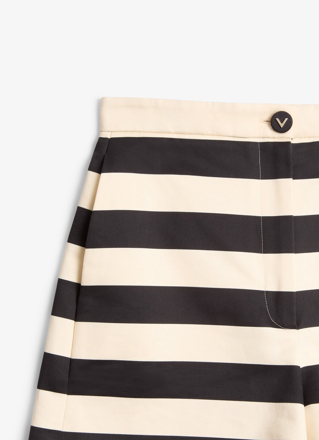 Valentino Garavani High waist straight fit korte broek met streepprint - detail 4 zwart