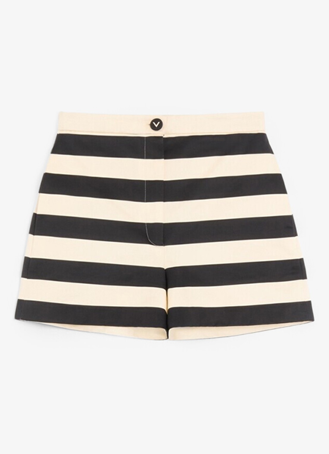 Valentino Garavani High waist straight fit korte broek met streepprint - voorkant 5 zwart