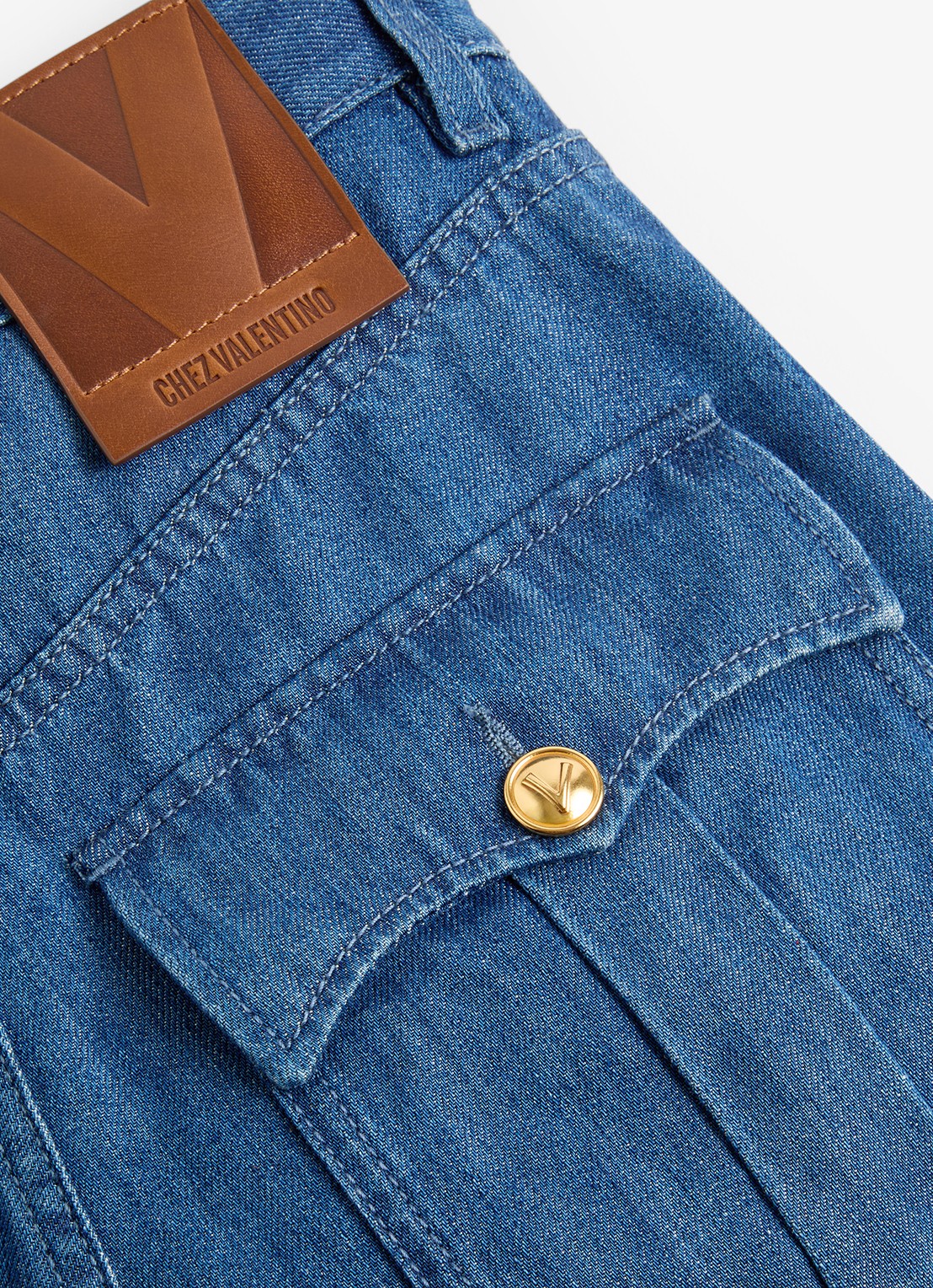 Valentino Garavani High waist wide leg jeans met medium wassing - detail 6 indigo