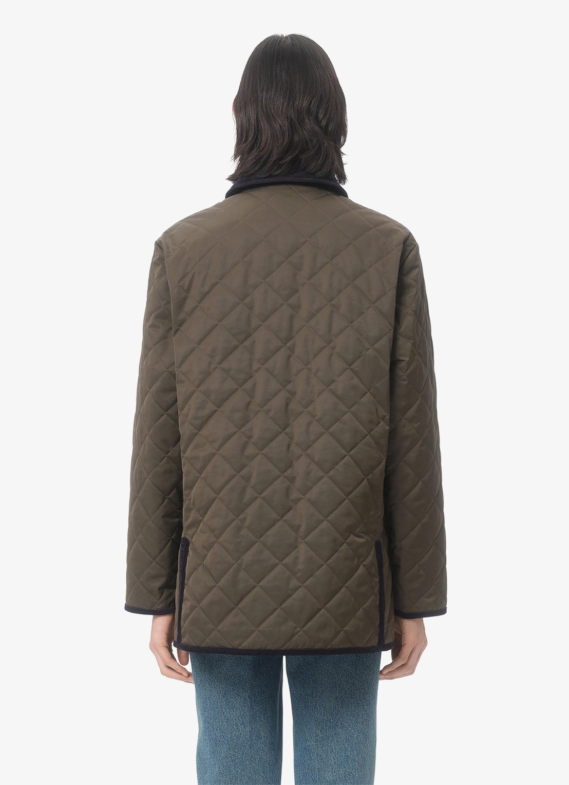 Valentino Garavani Jack met quilt patroon en opgestikte zakken - achterkant olijfgroen