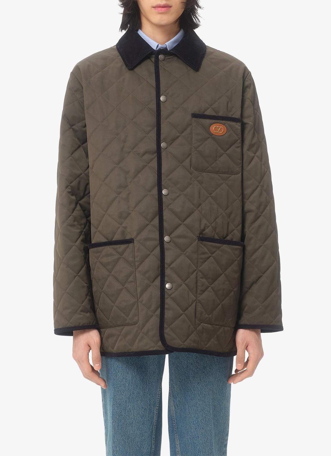Valentino Garavani Jack met quilt patroon en opgestikte zakken - detail 4 olijfgroen