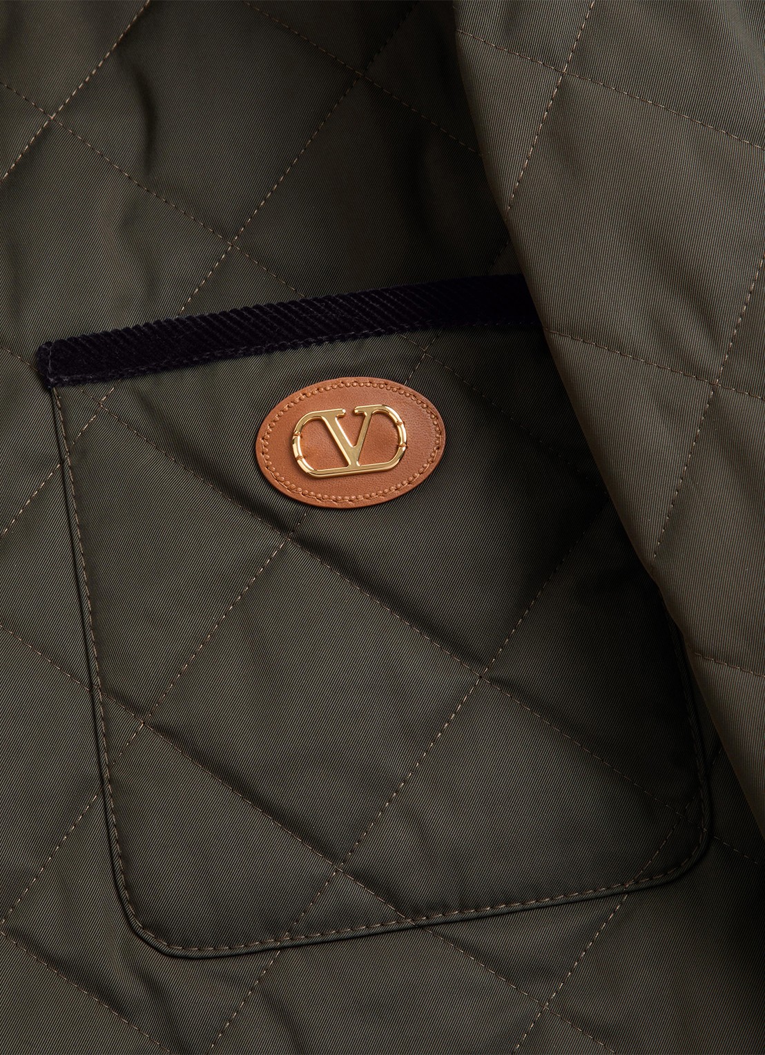 Valentino Garavani Jack met quilt patroon en opgestikte zakken - detail 7 olijfgroen