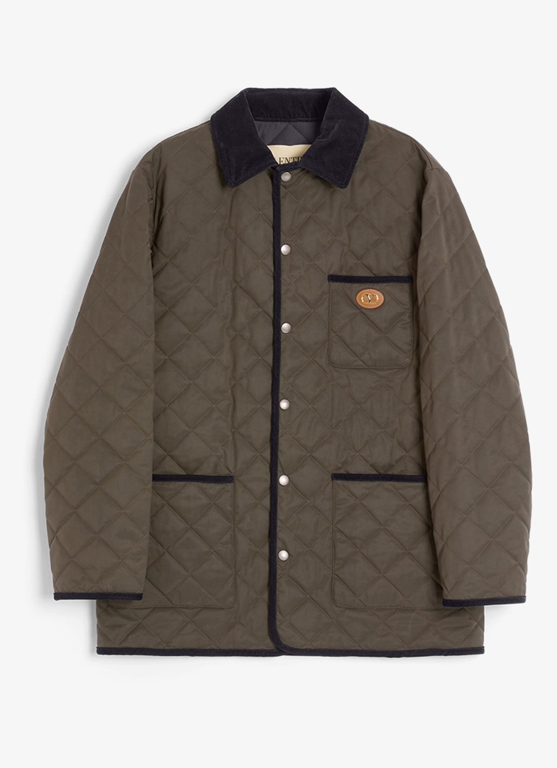 Valentino Garavani Jack met quilt patroon en opgestikte zakken - voorkant 2 olijfgroen