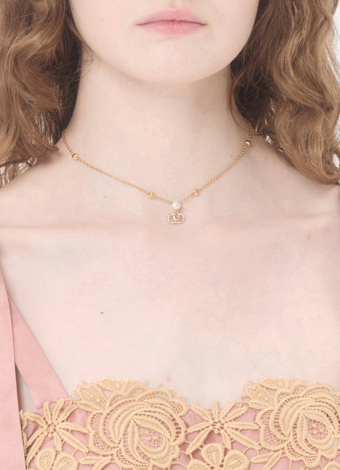 Valentino Garavani Ketting met logo - voorkant 2 goud