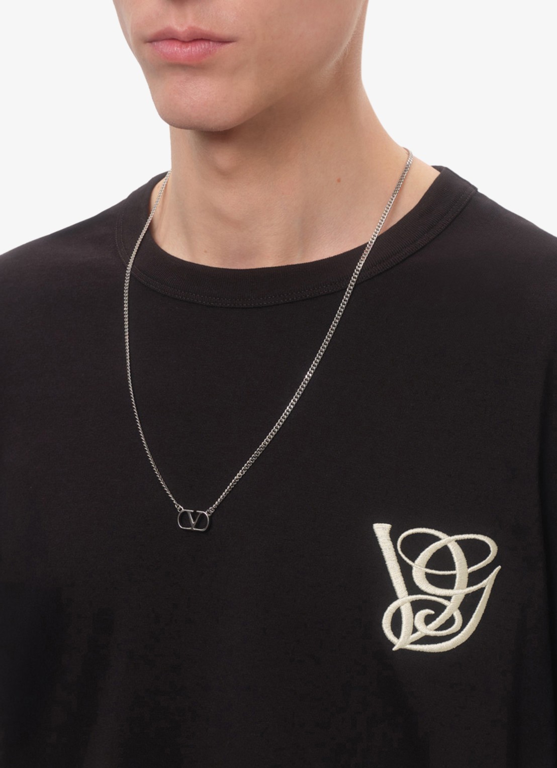 Valentino Garavani Ketting met logo - voorkant 2 zilver