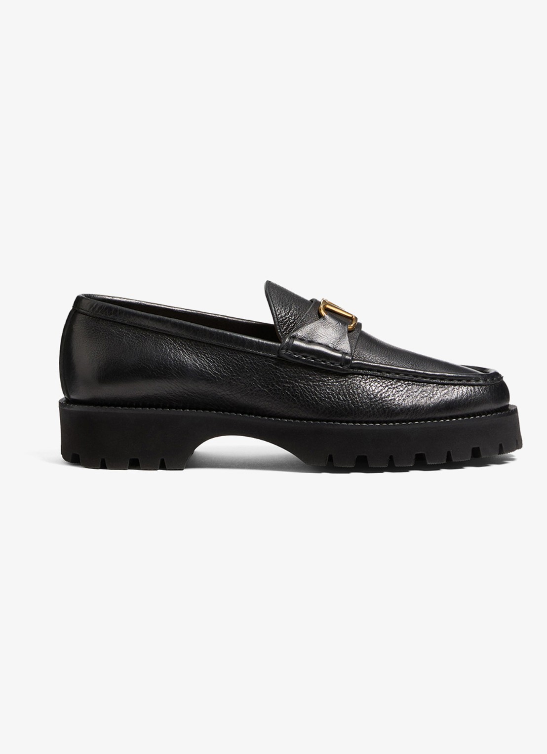Valentino Garavani Loafer van leer - voorkant zwart