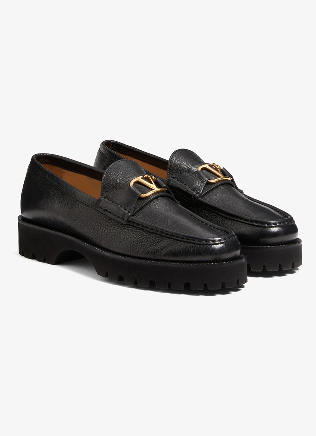 Valentino Garavani Loafer van leer - voorkant 2 zwart