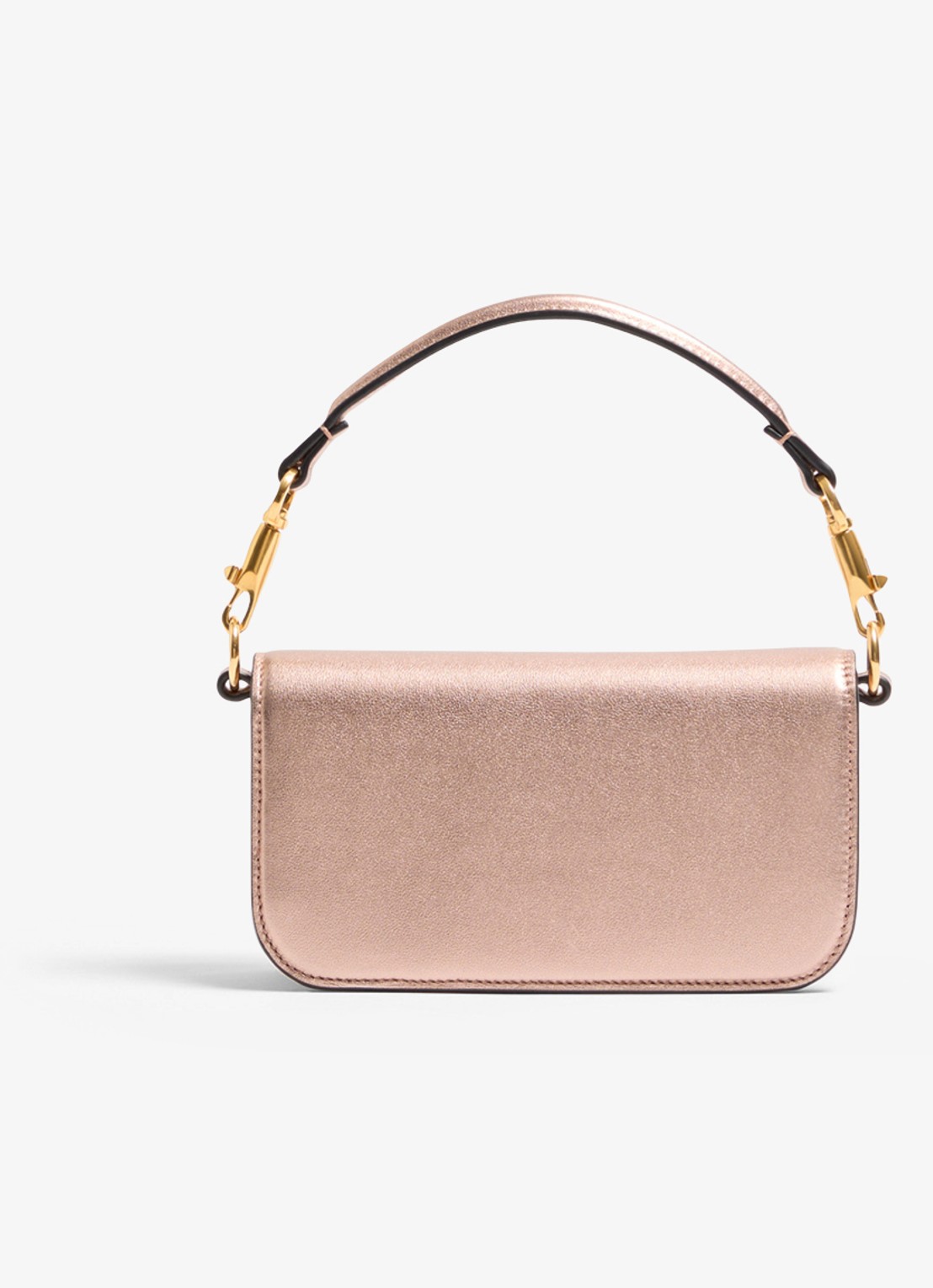 Valentino Garavani Locò Small handtas van kalfsleer met metallic finish - achterkant 4 oudroze