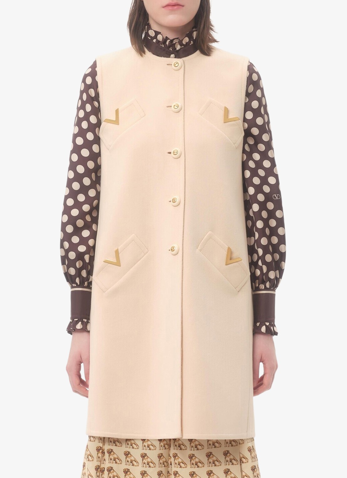 Valentino Garavani Longline gilet in kasjmierblend - detail 4 creme